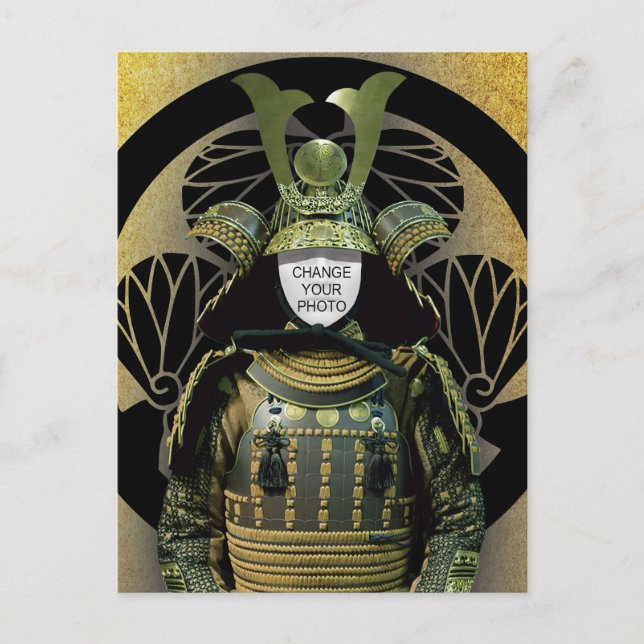 Changeable Your Photo, Samurai Helmet Postcard (Front)