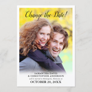 Changed The Date Vertical Photo Wedding Invitation