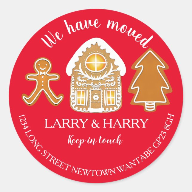 Changement d'adresse autocollant Noël pain d'épice (Devant)