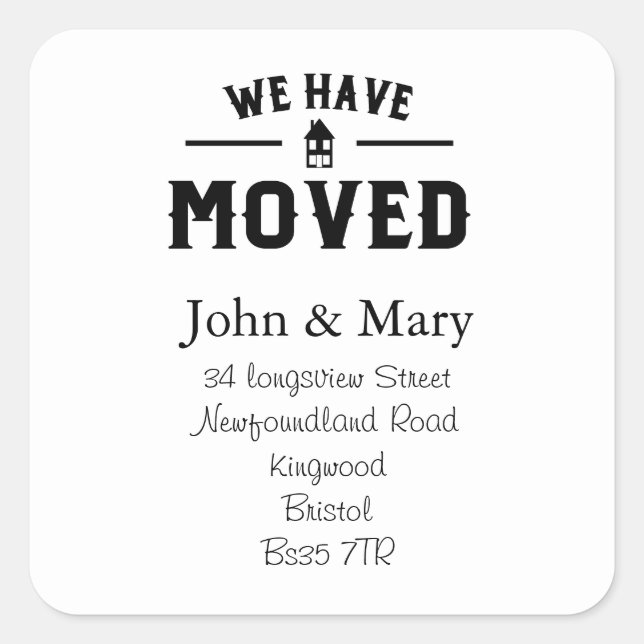 Changement d'adresse autocollant noir et blanc (Devant)