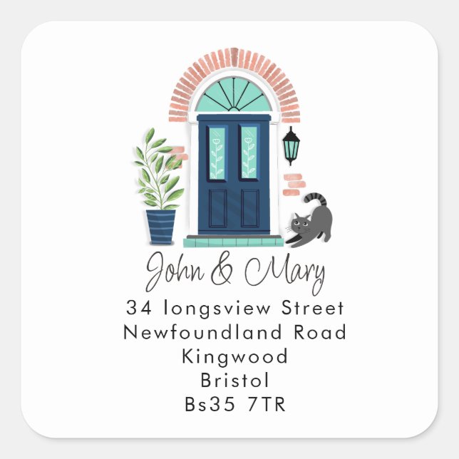 Changement d'adresse autocollant Porte avant bleue (Devant)