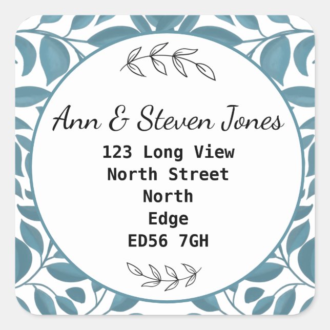 Changement d'adresse carré feuille autocollant (Devant)