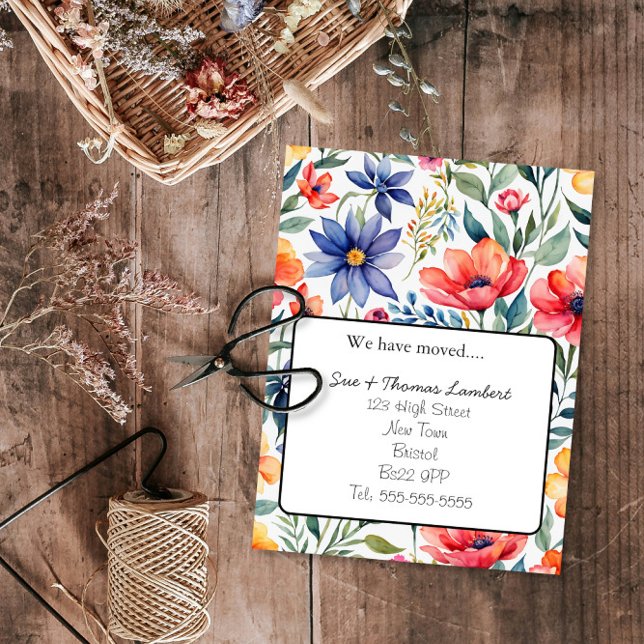 changement d'adresse carte postale florale (Créateur téléchargé)