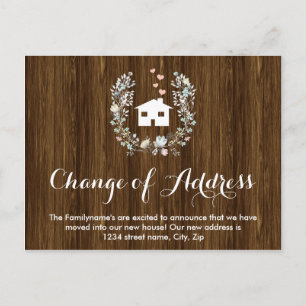 Changement d'adresse floral rustique des cartes