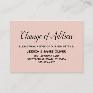 Changement d'adresse minimal et élégant Carte rose