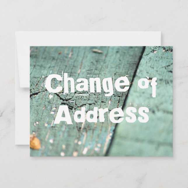 Changement d'adresse sur carte en bois vert rustiq (Devant)