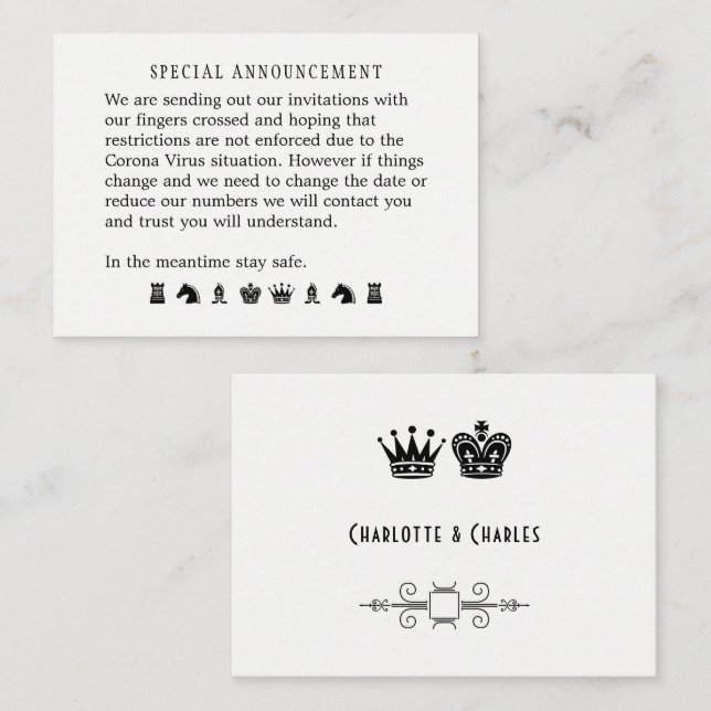 Changement De Date De Mariage Possible Faire-part (Devant / Derrière)