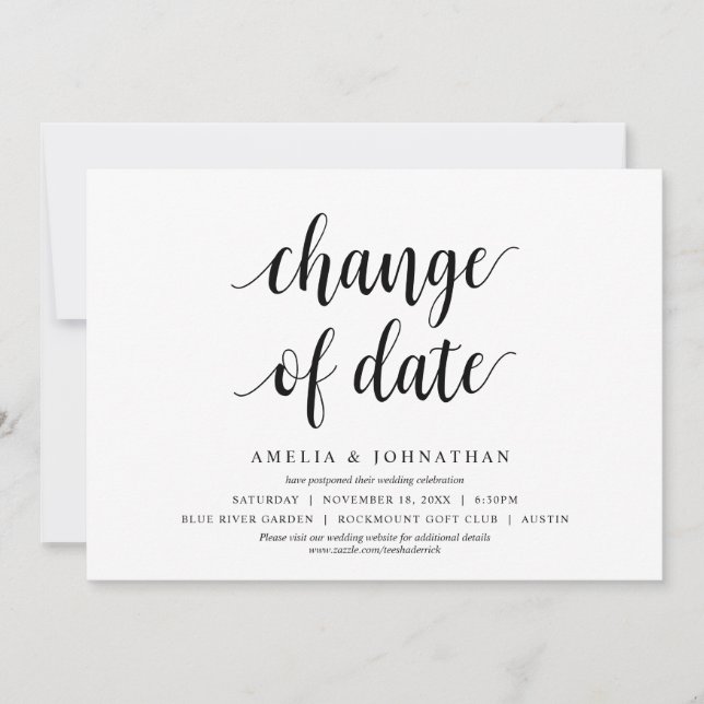 Changement de date, Mariage Modifier la carte de d (Devant)