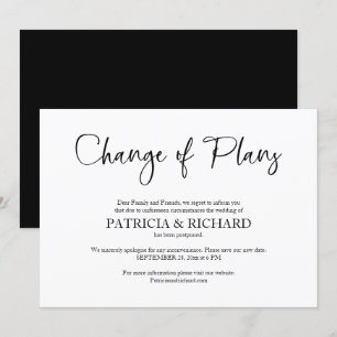 Changement De Plan Mariage Reporté Faire-part