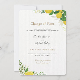 Changement de plans reporté invitation de mariage