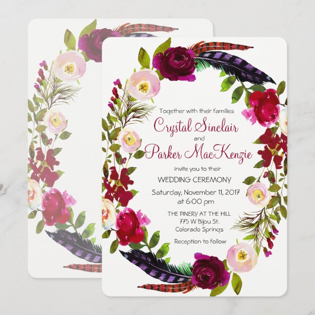 CHANGER DE COULEUR - Faire-part de mariage Floral  (Devant / Derrière)