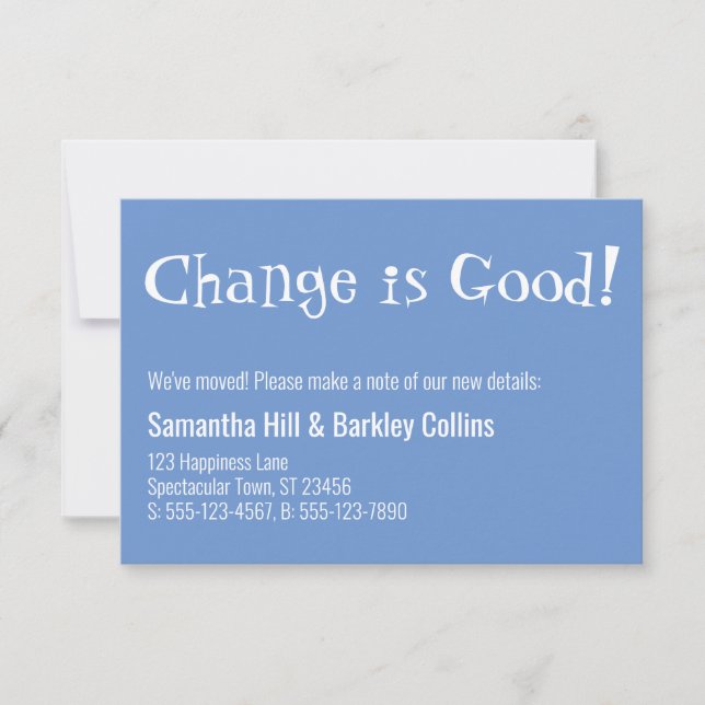 "Changer est bon" Bleu Nouvelle carte d'adresse (Devant)
