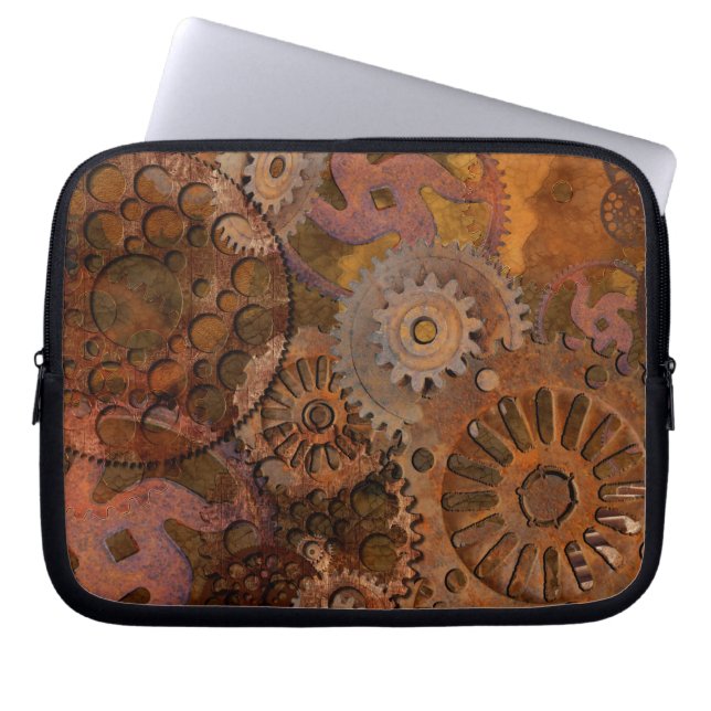 Changing Gear - Steampunk Gears & Cogs Laptop Sleeve (Front)
