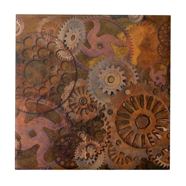 Changing Gear - Steampunk Gears & Cogs Tile (Front)