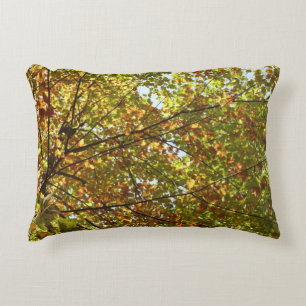 Changing Maple Tree Green and Gold Fall Colour Accent Pillow