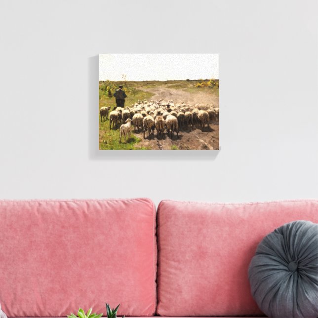 Changing Pasture, 1887 by Anton Mauve Canvas Print (Insitu(LivingRoom))