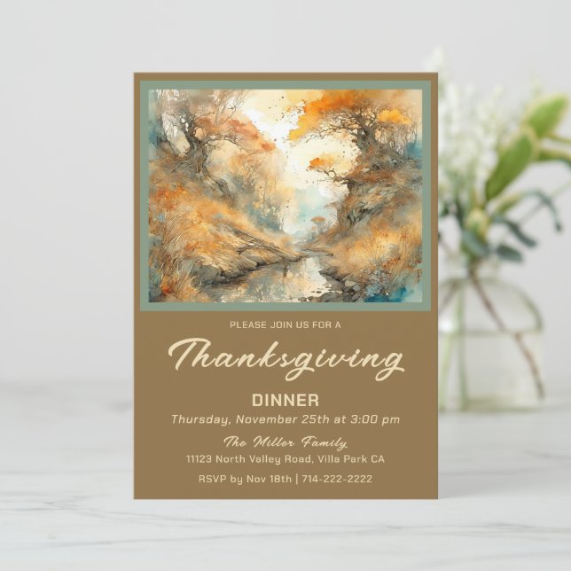 Changing Season's Thanksgiving Dinner Invitation (Standing Front)