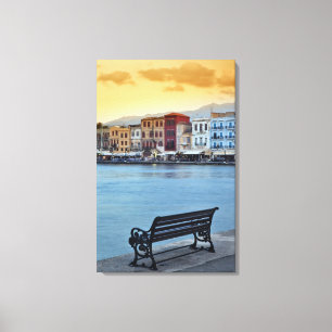 Chania at dusk, Chania, Crete, Greece Canvas Print