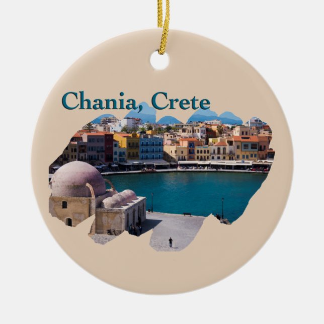 Chania, Crete: Venetian Harbor Ceramic Ornament (Front)