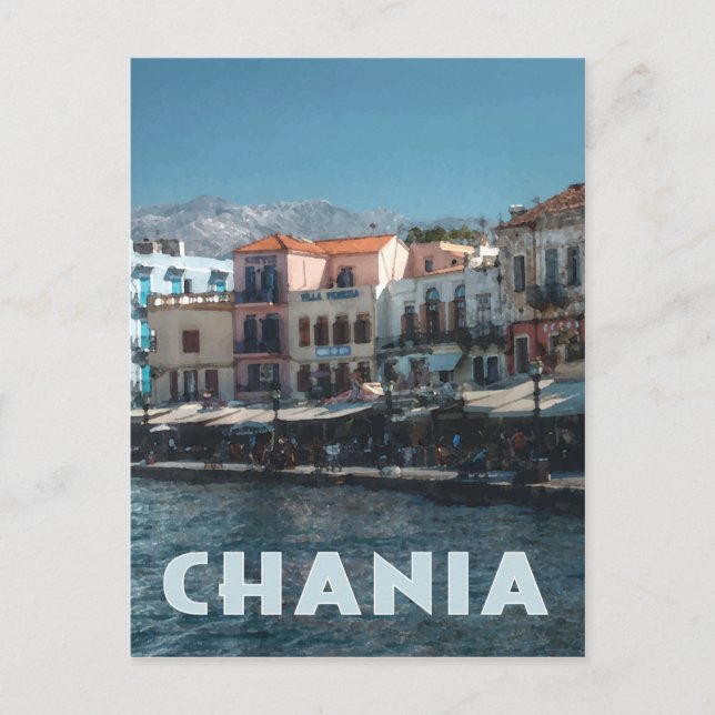 Chania Harbour, Crete Greece Postcard (Front)
