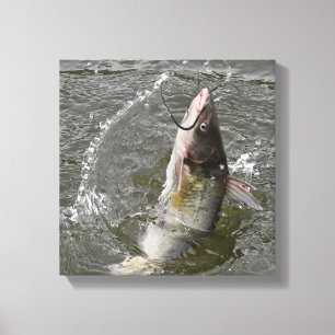 Channel Catfish Jumping Out Of The Water Canvas Print
