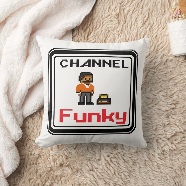  Channel Funky Pixel Art  Throw Pillow (Blanket)