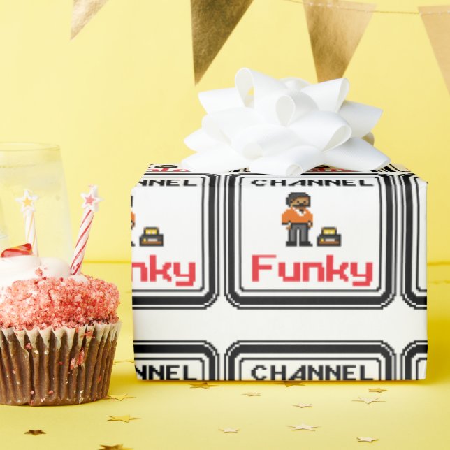 Channel Funky Pixel Art  Wrapping Paper (Birthday Party)