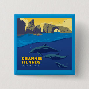 Channel Islands National Park Dolphins 2 Inch Square Button