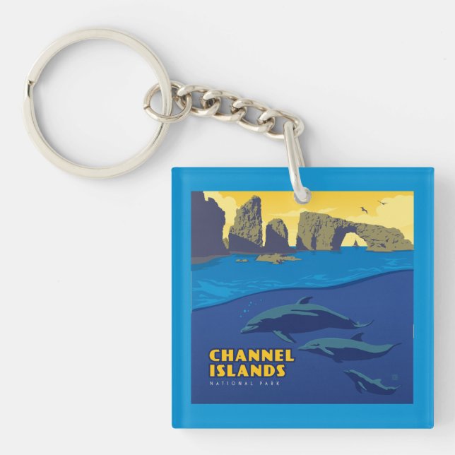 Channel Islands National Park Dolphins Keychain (Front)