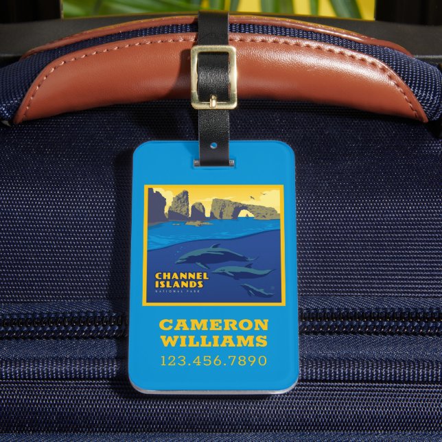 Channel Islands National Park Dolphins Luggage Tag (Front Insitu 2)
