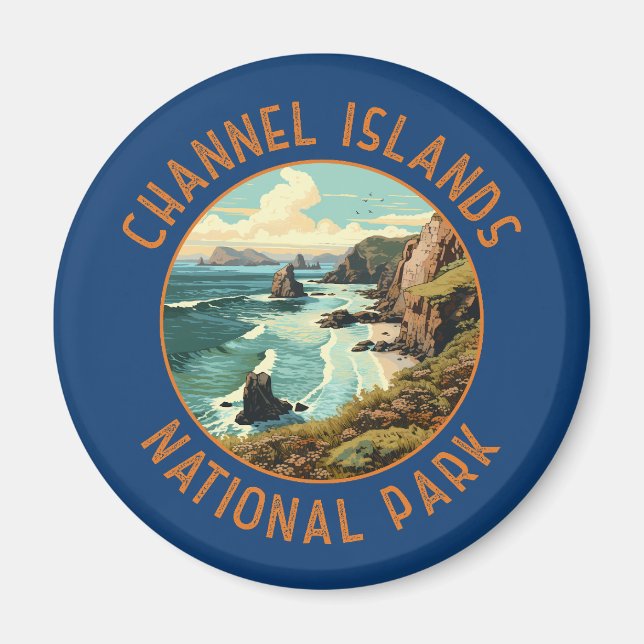 Channel Islands National Park Retro Distressed Art Magnet (Front)