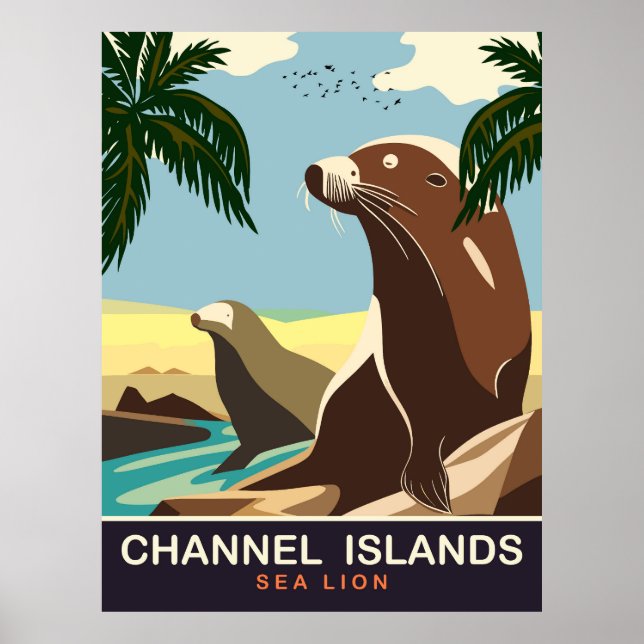 Channel Islands, Sea Lion, Travel Poster (Front)