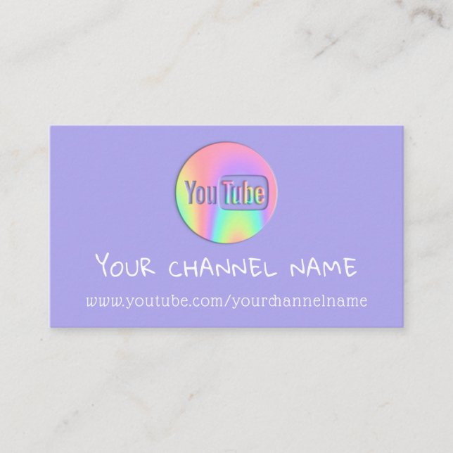 CHANNEL NAME YOU TUBER LOGO QR CODE HOLOGRAPH  BUSINESS CARD (Front)