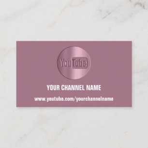 CHANNEL NAME YOU TUBER LOGO QR CODE ROSE VIOLET  BUSINESS CARD