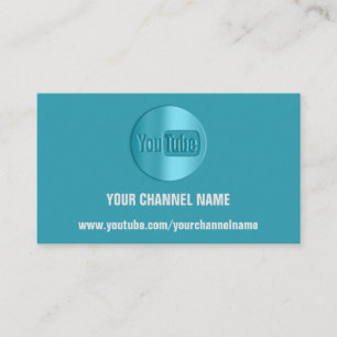 CHANNEL NAME YOU TUBER LOGO QR CODE TEAL BLUE BUSINESS CARD