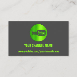CHANNEL NAME YOUTUBER LOGO QR CODE GREY GREEN BUSINESS CARD