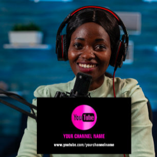 CHANNEL NAME YOUTUBER LOGO QR CODE RED BLACK  BUSINESS CARD