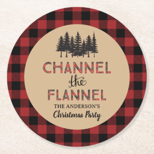 Channel The Flannel Christmas Party Paper Coasters