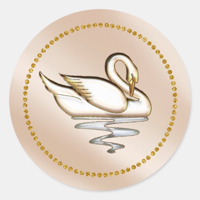 Chanpaigne Gold Swan Classic Round Sticker (Devant)