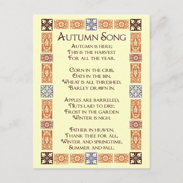 Chanson d'automne Thanksgiving Poster Carte postal (Devant)