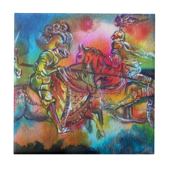 CHANSON DE ROLAND/ COMBAT OF KNIGHTS IN TOURNAMENT TILE (Front)