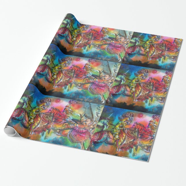 CHANSON DE ROLAND/ COMBAT OF KNIGHTS IN TOURNAMENT WRAPPING PAPER (Unrolled)