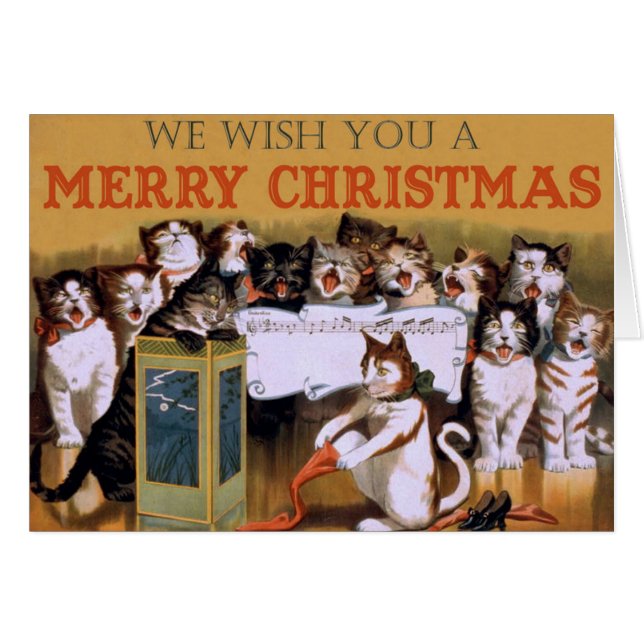 Chant vintage Chats Noël Salutation (Devant horizontal)
