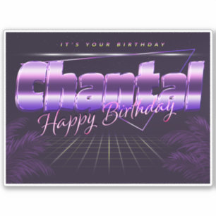 Chantal Name Vorname lila retro Sticker Geburtstag