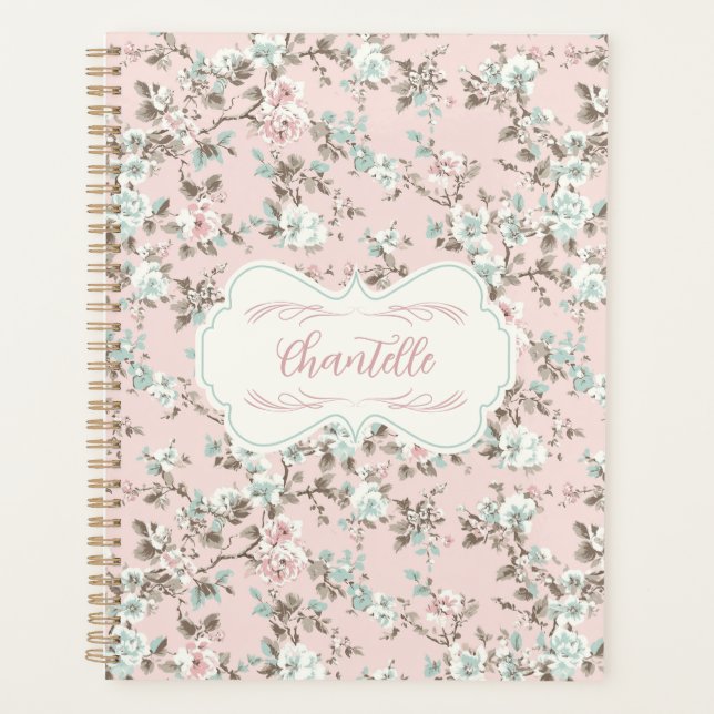Chantelle Pink Vintage Rose Planner (Front)