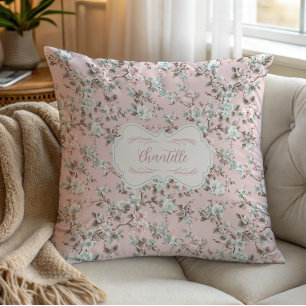 Chantelle Pink Vintage Rose Throw Pillow