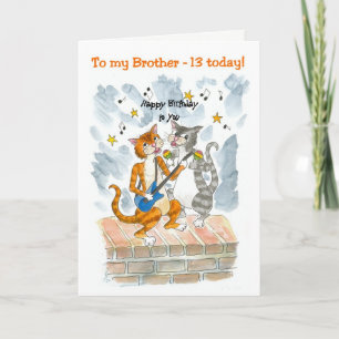 Chanter des chats 13e carte d'anniversaire amusant