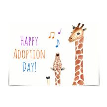 Chanter Giraffe Bébé Bonne carte de jour d'adoptio