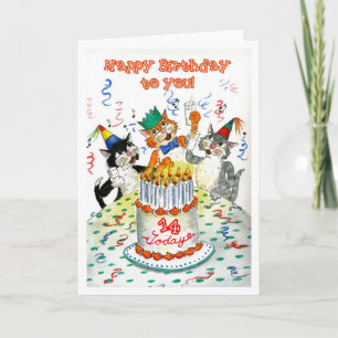 Chanter la carte d'anniversaire des chats pour 14 