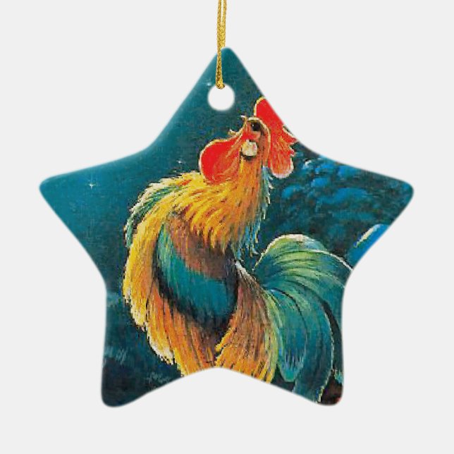 chanticleer at dawn ceramic ornament (Front)